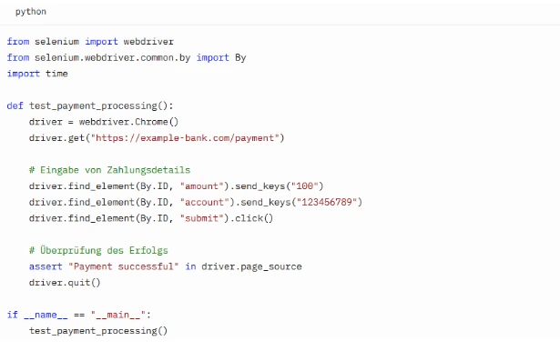 Code-Beispiel Selemium-Test